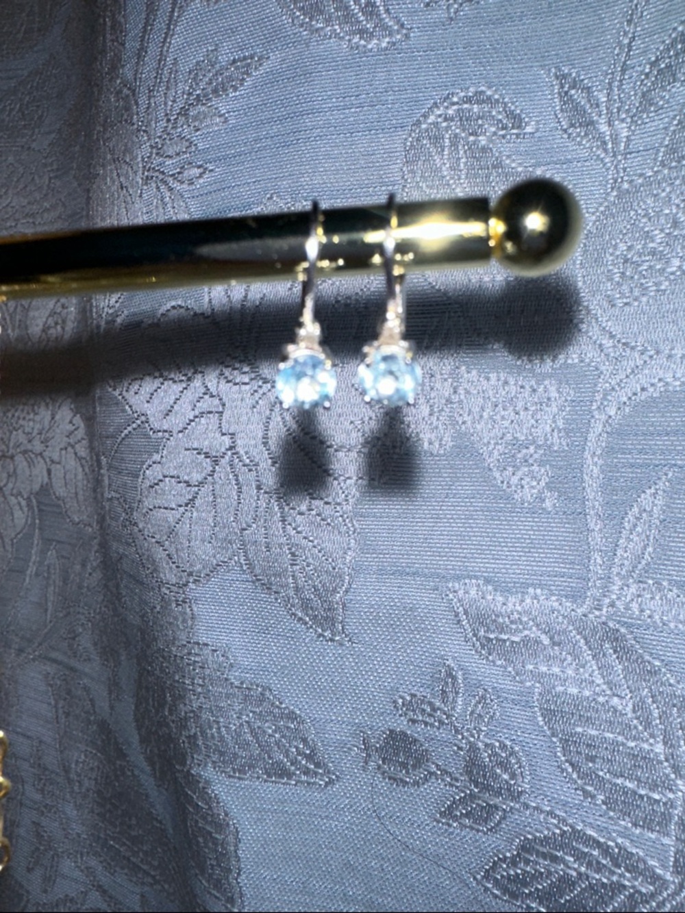 Aqua marine and CZ diamond accent sterling silver drop earrings.